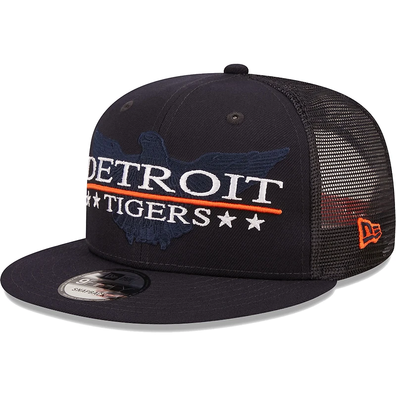 Casquette Snapback 9FIFTY Patriot Trucker des Detroit Tigers New Era bleu marine/noir pour homme