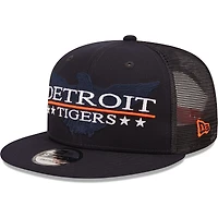 Casquette Snapback 9FIFTY Patriot Trucker des Detroit Tigers New Era bleu marine/noir pour homme