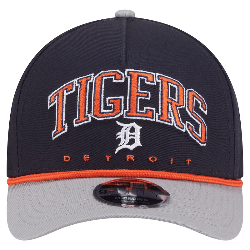 Casquette ajustable New Era 9FORTY A-Frame M-Crown bleu marine/gris pour homme des Detroit Tigers