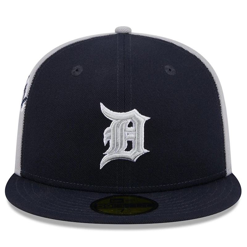 Casquette ajustée 59FIFTY Detroit Tigers Gameday Sideswipe New Era pour hommes, bleu marine/gris