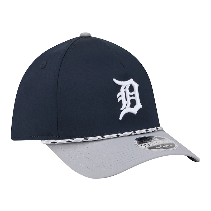 Casquette New Era Flex 39THIRTY pour homme, bleu marine/gris, Detroit Tigers, modèle Rope M-Crown A-Frame