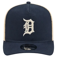 Men's New Era  Navy/Natural Detroit Tigers Grained 9FIFTY A-Frame Trucker Adjustable Hat