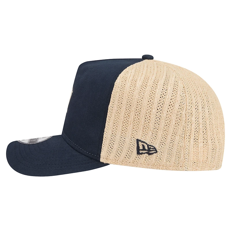 Casquette trucker ajustable New Era 9FIFTY à motif arqué, bleu marine/naturel, Detroit Tigers, grainée, pour homme