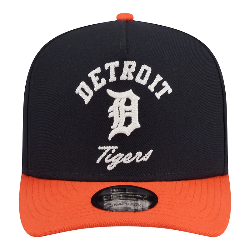 Men's New Era Navy/Orange Detroit Tigers Arched A-Frame 9FIFTY Adjustable Hat