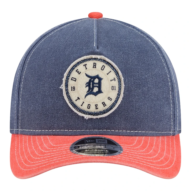 Men's New Era Navy/Orange Detroit Tigers Felt M-Crown 9FORTY Adjustable Hat