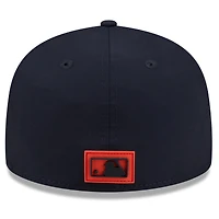 Men's New Era Navy Detroit Tigers 2026 Clubhouse Alternate Quill Tech 59FIFTY Fitted Hat
