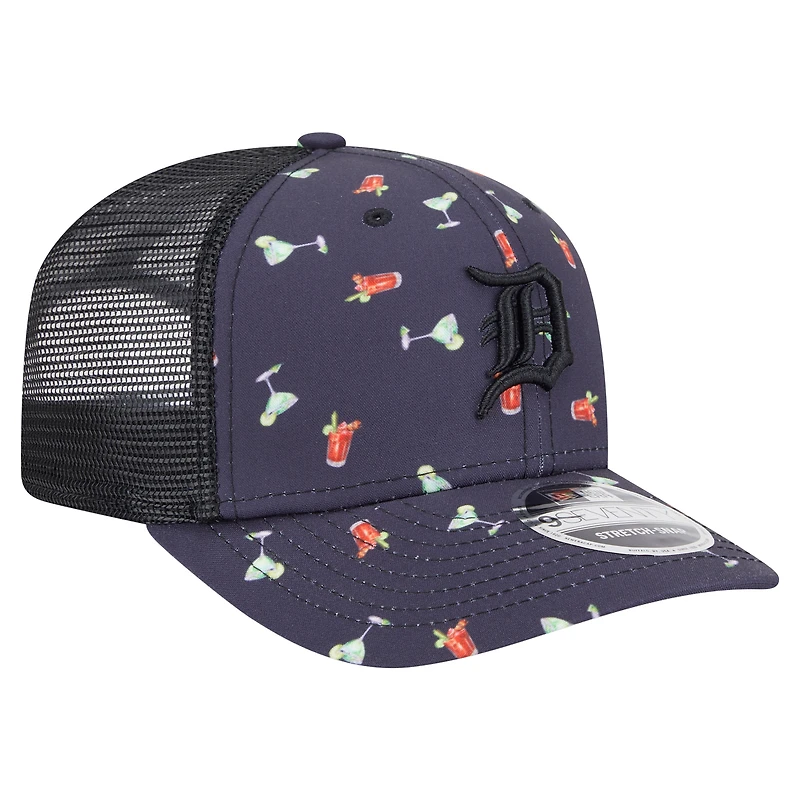 Casquette extensible à bouton-pression New Era bleu marine Detroit Tigers Adventure Drinks Pattern 9SEVENTY pour homme