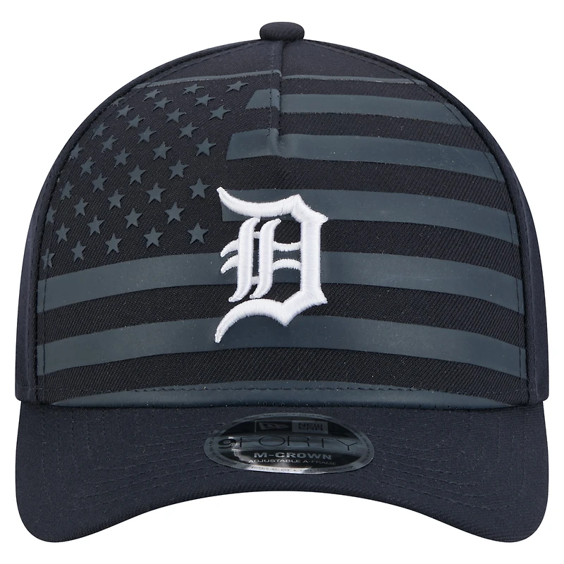 Casquette ajustable New Era 9FORTY M-Crown A-Frame bleu marine pour homme, motif drapeau américain, Detroit Tigers
