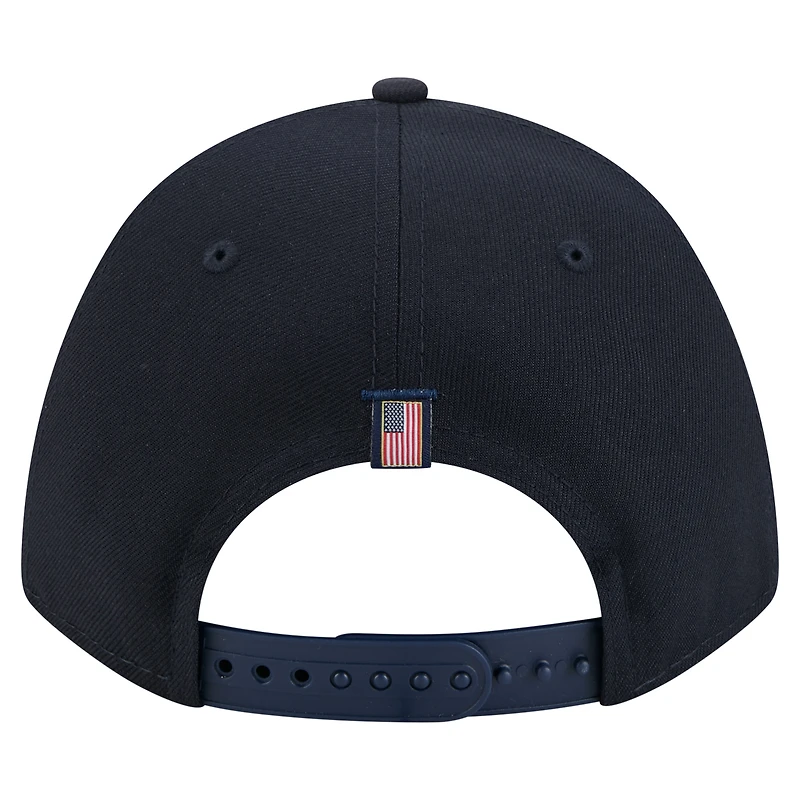 Casquette ajustable New Era 9FORTY M-Crown A-Frame bleu marine pour homme, motif drapeau américain, Detroit Tigers