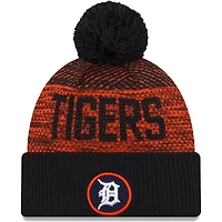 Bonnet en tricot à revers sport avec pompon pour homme Detroit Tigers Authentic Collection New Era bleu marine
