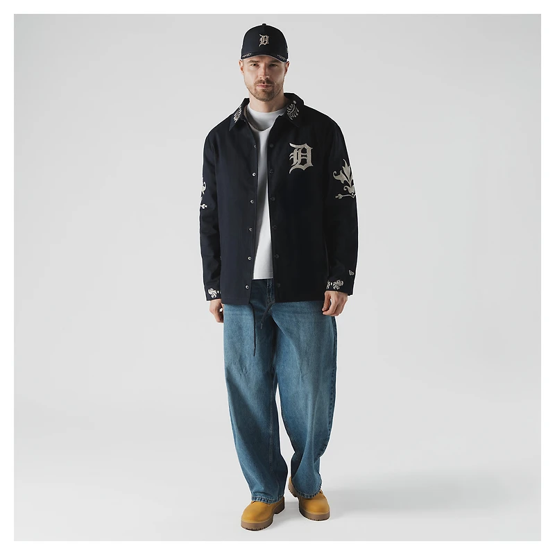 Men's New Era Navy Detroit Tigers Full-Snap Coaches Jacket