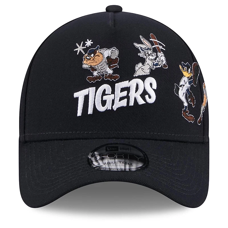 Men's New Era Navy Detroit Tigers Looney Tunes A-Frame 9FORTY Adjustable Hat