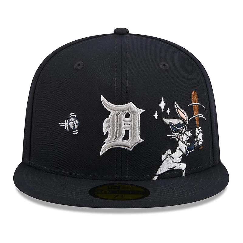 Casquette ajustée New Era 59FIFTY pour homme, bleu marine, Detroit Tigers, Looney Tunes Bugs Bunny