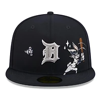 Casquette ajustée New Era 59FIFTY pour homme, bleu marine, Detroit Tigers, Looney Tunes Bugs Bunny