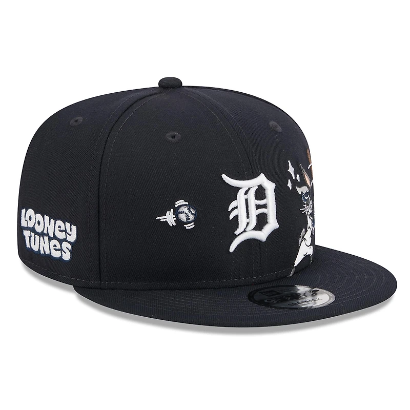 Casquette snapback New Era 9FIFTY pour homme, bleu marine, Detroit Tigers, Looney Tunes Bugs Bunny