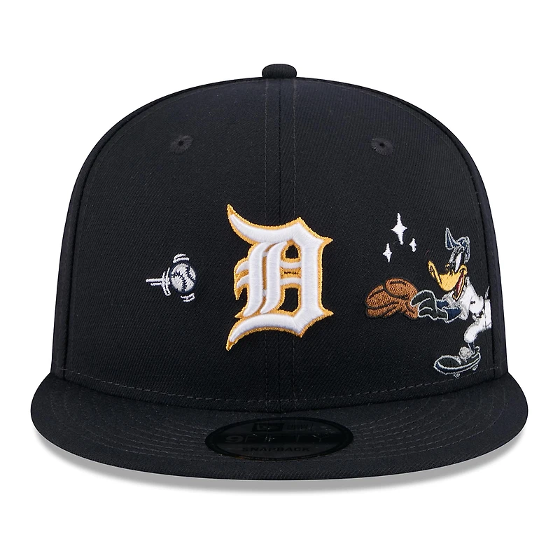 Casquette snapback New Era 9FIFTY pour homme, bleu marine, Detroit Tigers, Looney Tunes Daffy Duck