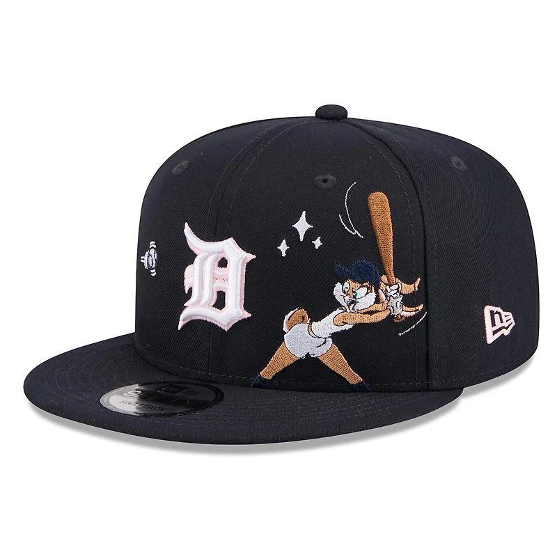 Casquette snapback New Era 9FIFTY pour homme, bleu marine, Detroit Tigers, Looney Tunes