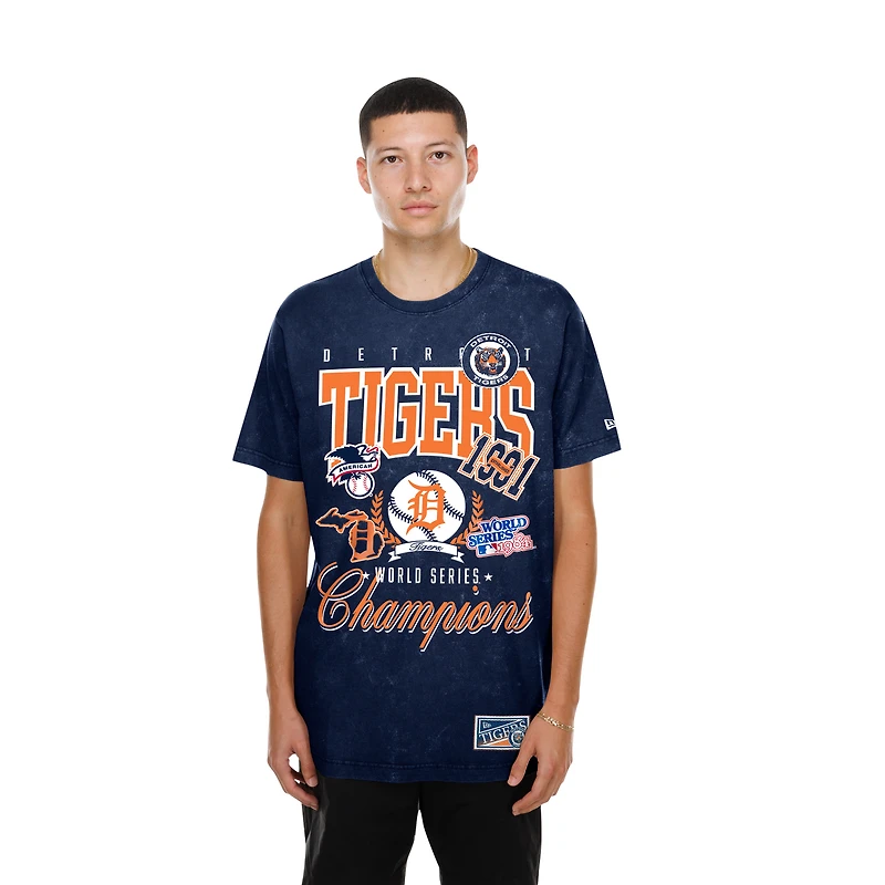 T-shirt homme New Era bleu marine Detroit Tigers à délavage minéral