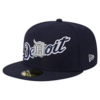 Casquette ajustée Detroit Tigers Overlap 59FIFTY de New Era pour homme, bleu marine
