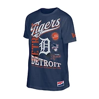 Men's New Era Navy Detroit Tigers  Oversized Throwback Distressed T-Shirt