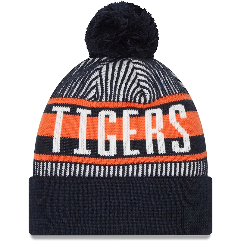 NWE TIGERS NAVY MLB NWE MANCHETTE À RAYURES POM BONNET EN TRICOT