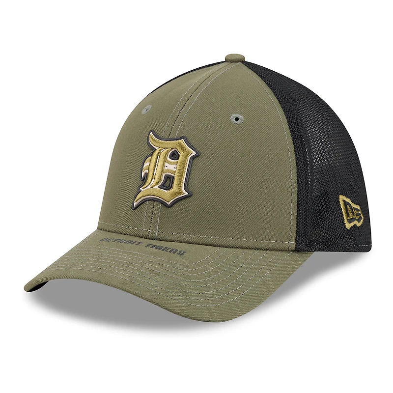 Men's New Era Olive Detroit Tigers 2026 Armed Forces Day 39THIRTY M-Crown Flex Hat