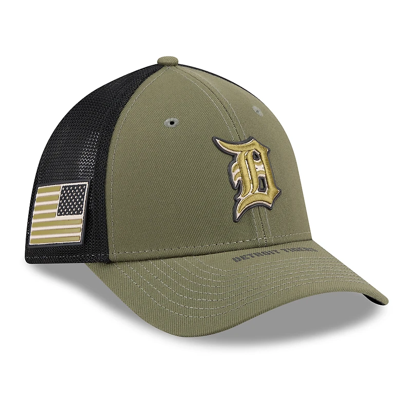 Men's New Era Olive Detroit Tigers 2026 Armed Forces Day 39THIRTY M-Crown Flex Hat