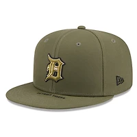 Casquette snapback New Era 9FIFTY pour homme, couleur olive, Detroit Tigers, édition spéciale Journée des forces armées 2026