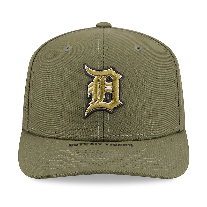 Casquette ajustable New Era Olive Detroit Tigers 2026 Journée des forces armées 9SEVENTY pour homme