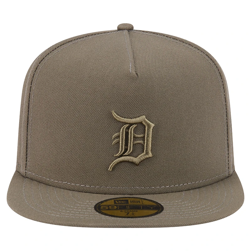 Men's New Era Olive Detroit Tigers Color Pack A-Frame 59FIFTY Fitted Hat
