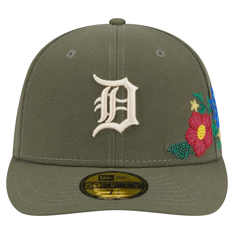 Men's New Era Olive Detroit Tigers Tonal Florals 59FIFTY Fitted Hat