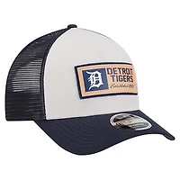 Men's New Era Stone/Navy Detroit Tigers Text A-Frame Trucker 9FORTY Hat