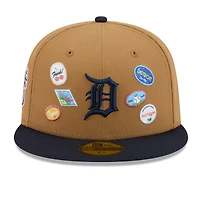 Men's New Era Tan Detroit Tigers Fruit Sticker 59FIFTY Fitted Hat