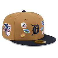 Men's New Era Tan Detroit Tigers Fruit Sticker 59FIFTY Fitted Hat