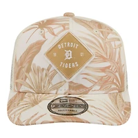 Casquette trucker ajustable New Era COOLERA 9SEVENTY pour homme, couleur beige Detroit Tigers Tonal Palm