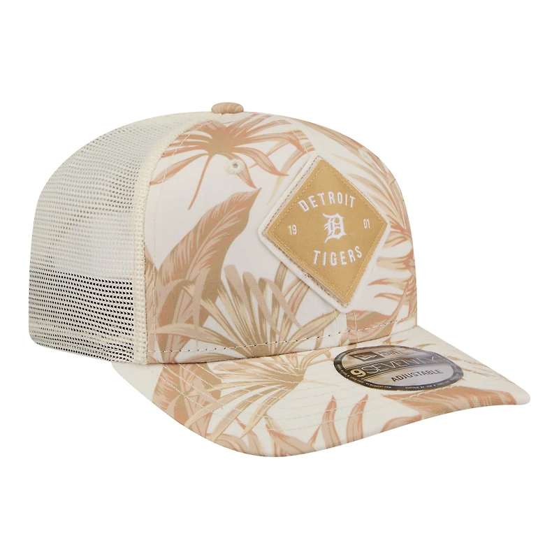 Men's New Era  Tan Detroit Tigers Tonal Palm COOLERA 9SEVENTY Adjustable Trucker Hat