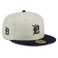 Casquette ajustée New Era 59FIFTY pour homme, blanche et marine, motif Detroit Tigers Blossom