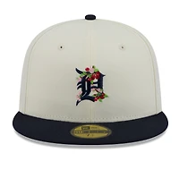 Casquette ajustée New Era 59FIFTY pour homme, blanche et marine, motif Detroit Tigers Blossom