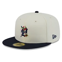 Casquette ajustée New Era 59FIFTY pour homme, blanche et marine, motif Detroit Tigers Blossom