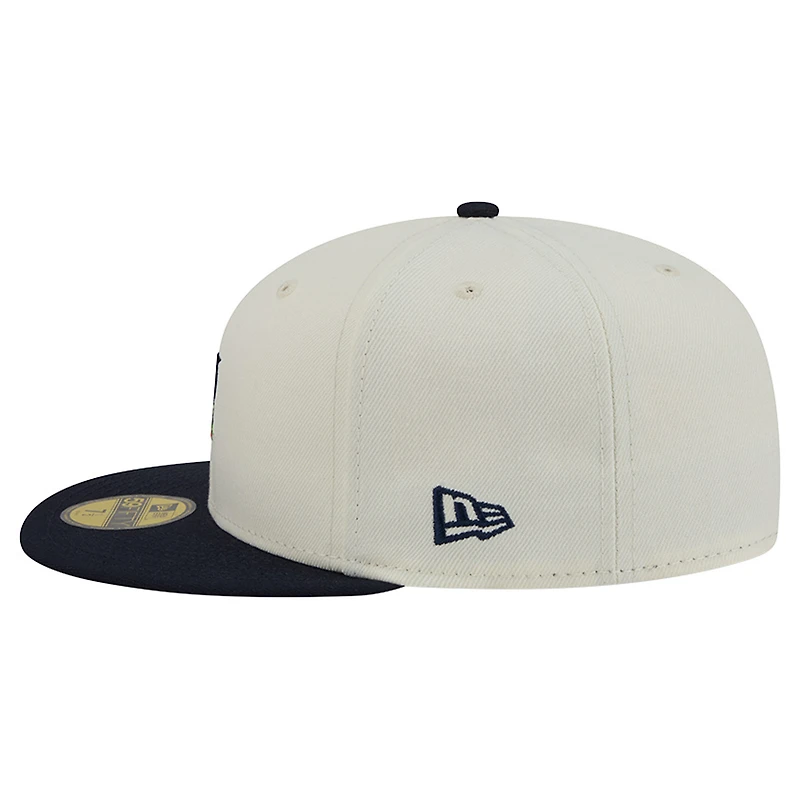 Men's New Era White/Navy Detroit Tigers Blossom 59FIFTY Fitted Hat