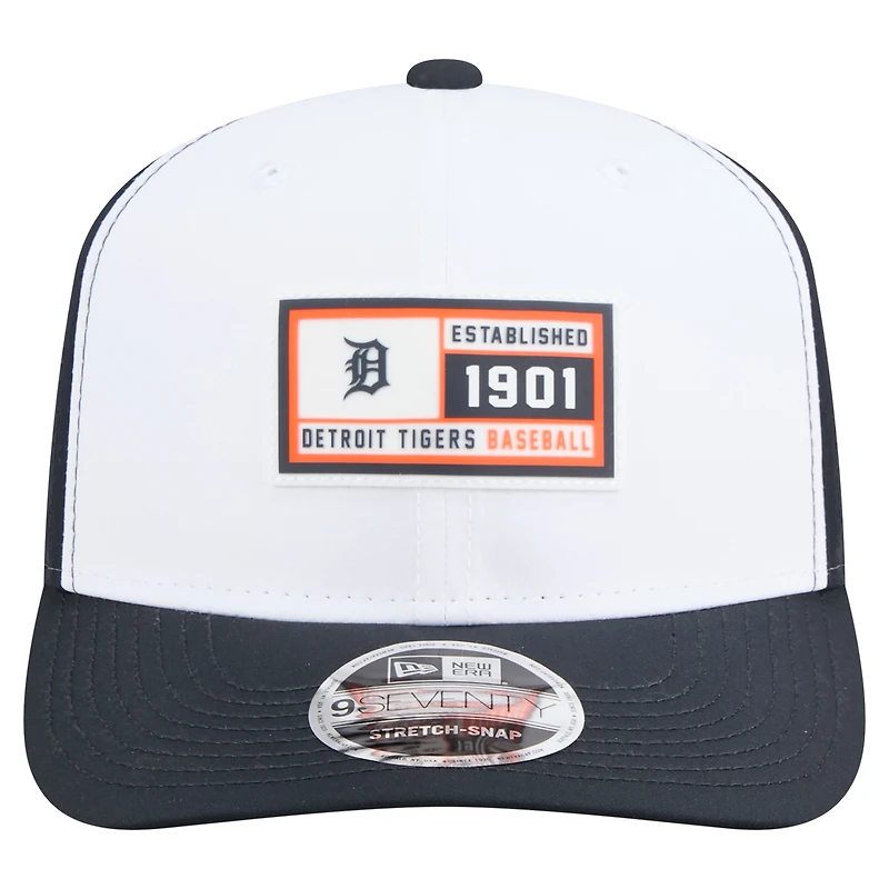 Men's New Era White/Navy Detroit Tigers Established Patch 9SEVENTY Adjustable Hat