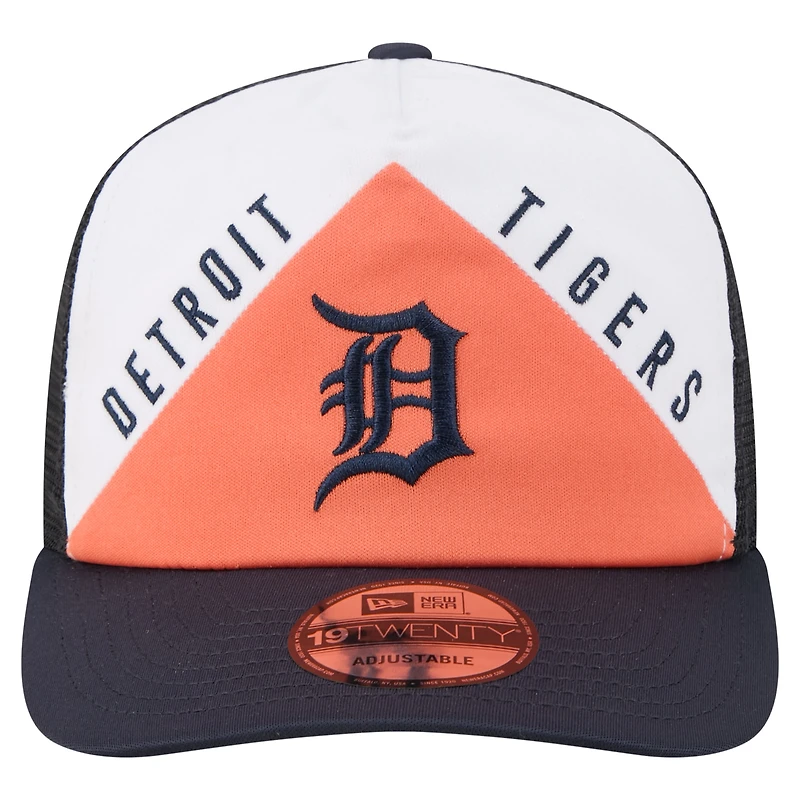 Men's New Era White/Navy Detroit Tigers Retro Cut 19TWENTY Adjustable Trucker Hat