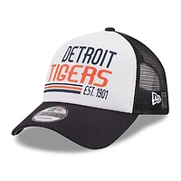 Casquette réglable 9FORTY Stacked A-Frame Trucker 9FORTY des Detroit Tigers New Era pour hommes, blanc/bleu marine