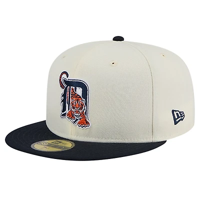 Men's New Era White Detroit Tigers Cooperstown Collection Chrome 59FIFTY Fitted Hat