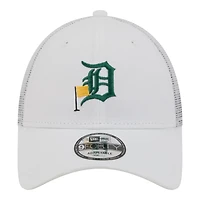 Men's New Era  White Detroit Tigers Flag 9FORTY Trucker Adjustable Hat