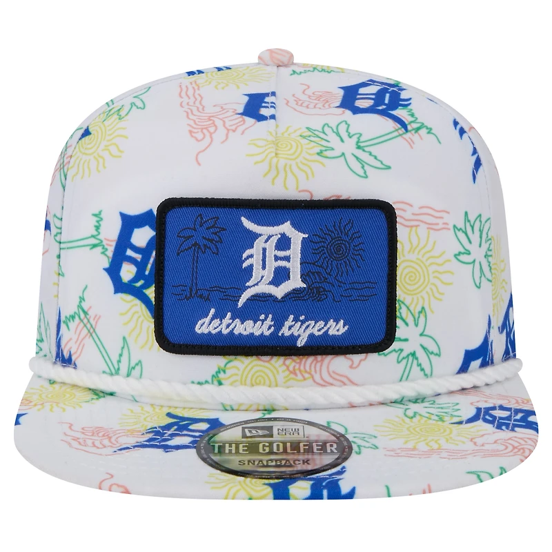 Men's New Era White Detroit Tigers Islander Golfer Snapback Hat