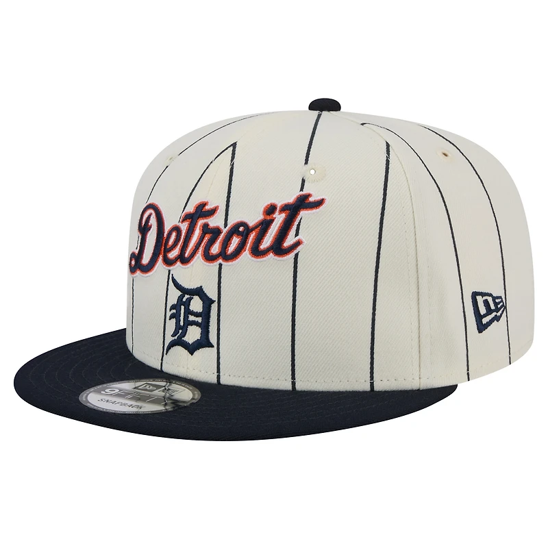 Casquette snapback à rayures blanches Detroit Tigers 9FIFTY de New Era pour homme