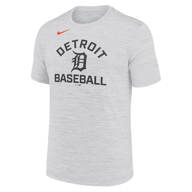 T-shirt Nike Ash Detroit Tigers Velocity Team City Baseball Dri-FIT pour homme