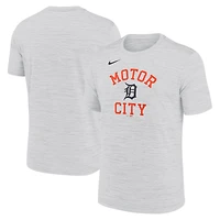 T-shirt Nike Ash Detroit Tigers Velocity Team Phrase Dri-FIT pour homme