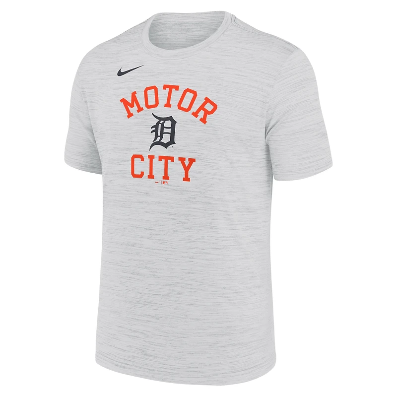 Men's Nike Ash Detroit Tigers Velocity Team Phrase Dri-FIT T-Shirt